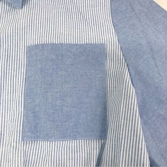 VINTAGE‎ Deadstock 80s 90s Cropped Button Down Shirt Tie Waist Boxy Size XL New - Picture 6 of 12